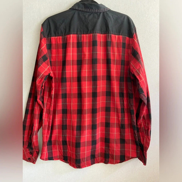 Sovereign Code red black plaid button long sleeve cotton shirt  Sz XL - Picture 2 of 7